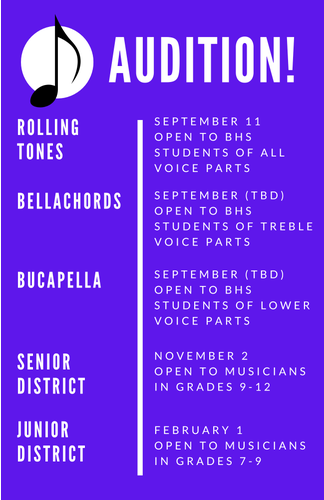 Sept 11 Rolling Tones Acapella Auditions